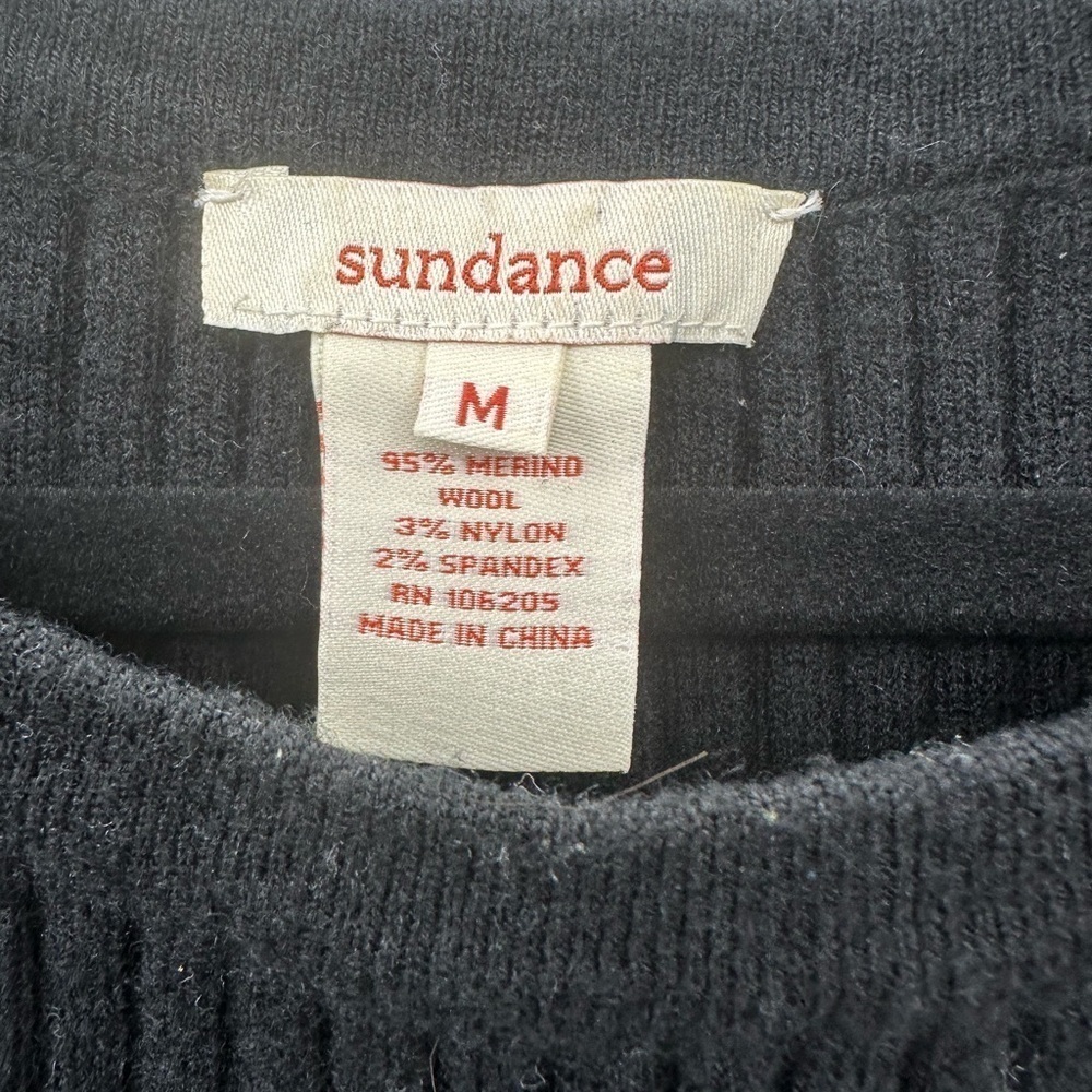 SUNDANCE RAQUEL midi length wool rib knit gorpcore comfort black woman dress M - Picture 3 of 9